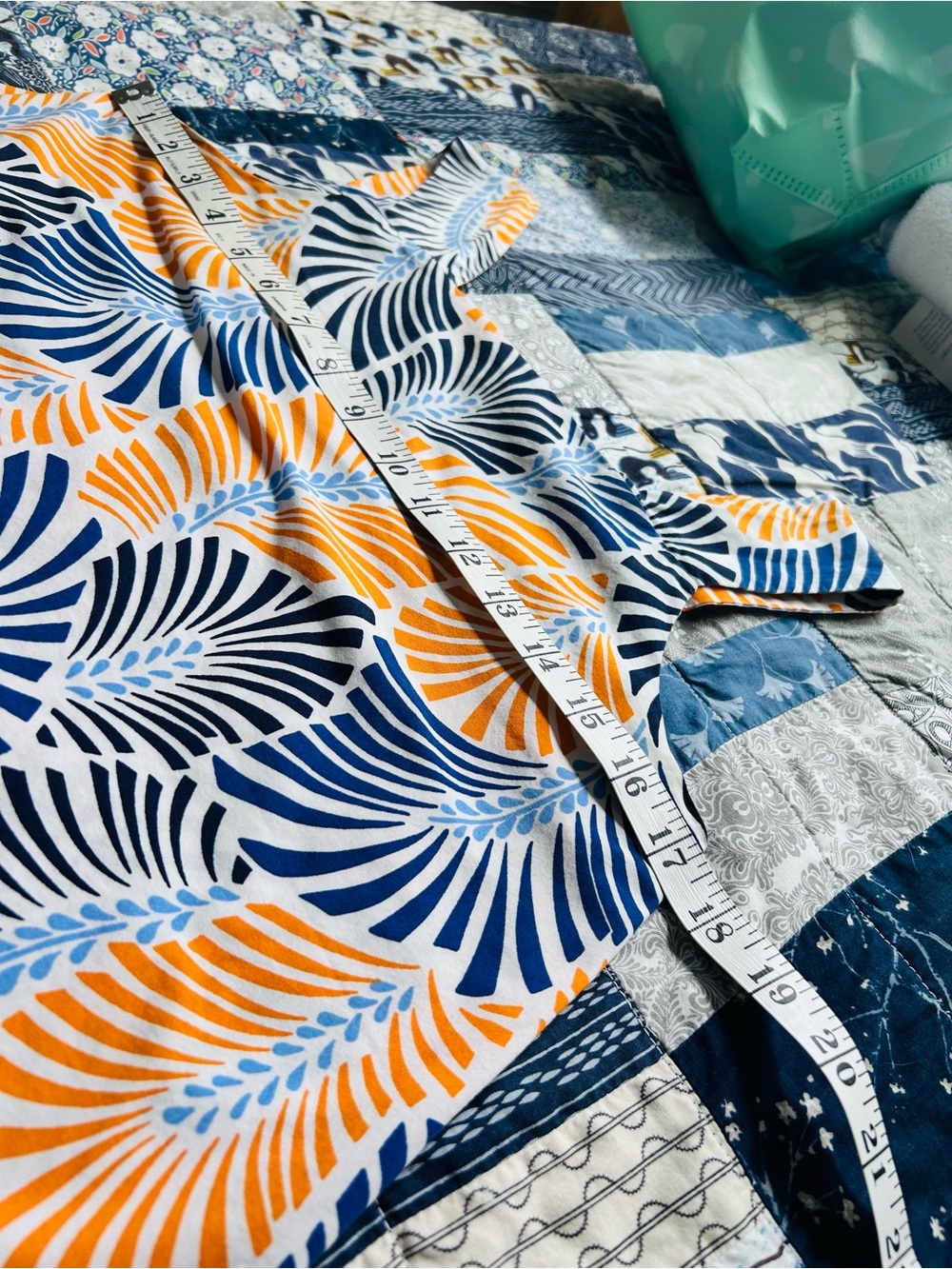 Zara Blue and Orange Leaf-Print Sleeveless Top | Size XS - Picture 4 of 5